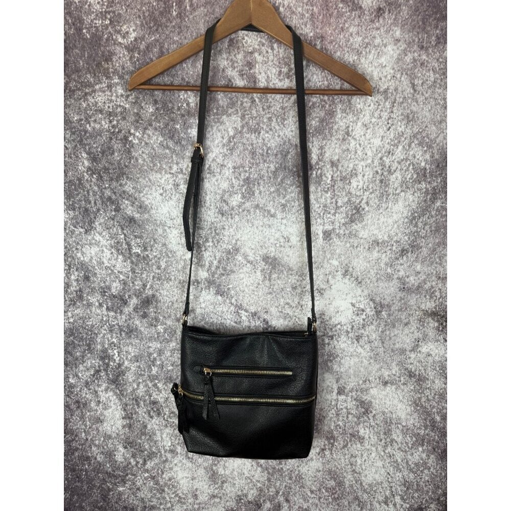 Faux Leather Purse Women M black Hobo Crossbody Paris Bag Zipper Mod City Lux‎